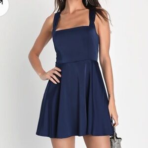 lulus - Satin Lace-Up Mini Dress